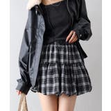 ブラック | ベルト付きチェックバルーンミニスカート | SpRay