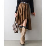 キャメル | フェイクスウェードフリルヘムスカート | SpRay