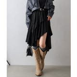 ブラック | フェイクスウェードフリルヘムスカート | SpRay