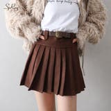 ベルト付フェイクスウェードプリーツミニスカート | SpRay | 詳細画像1 