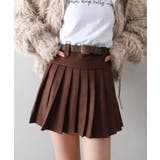 ブラウン | ベルト付フェイクスウェードプリーツミニスカート | SpRay