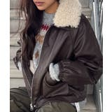 ブラウン | ファー衿フェイクレザーブルゾン | SpRay