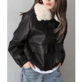 ブラック | ファー衿フェイクレザーブルゾン | SpRay