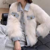 デニム切替ファーブルゾン | SpRay | 詳細画像1 