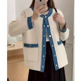 アイボリー | デニムトリムニットジャケット | SpRay