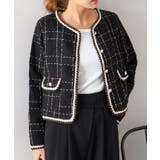 ブラック | ラメツイードノーカラージャケット | SpRay