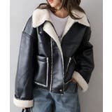 ブラック×ホワイト | フェイクレザーボアZIPブルゾン | SpRay