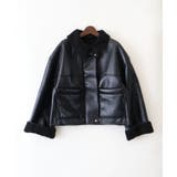 ブラック/ブラック | フェイクレザーボアZIPブルゾン | SpRay