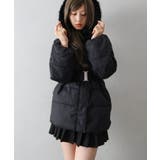 ブラック | ベルト付中綿フードファーミドルコート | SpRay