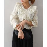 イエロー | ストライプクロスフリルブラウス | SpRay