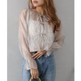 グレイッシュベージュ | シアーリボン2WAYブラウス | SpRay