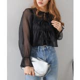 ブラック | シアーリボン2WAYブラウス | SpRay