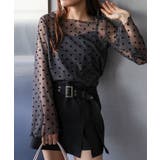 キャミ付フロッキードットロングスリーブ | SpRay | 詳細画像2 