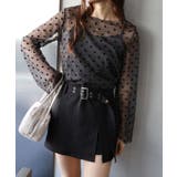 キャミ付フロッキードットロングスリーブ | SpRay | 詳細画像3 