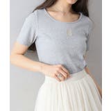 グレー | テレコ刺繍モチーフTシャツ | SpRay