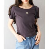 チャコールグレー | テレコ刺繍モチーフTシャツ | SpRay