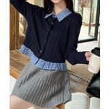 チェック切替フェイクレイヤードカーディガン | SpRay | 詳細画像6 