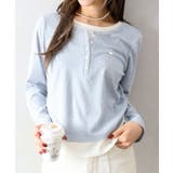 サックスブルー | 配色ヘンリーフェイクレイヤード | SpRay