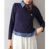 ネイビー | テレコｘチェックレイヤードスキッパー | SpRay