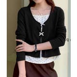 チャコールグレー | ドットインナーリボンフェイクレイヤード | SpRay