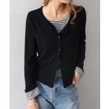 ブラック | ボーダーレイヤードカーディガン | SpRay