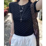 ブラック | ドットロゴ半袖刺繍トップス | SpRay