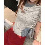 グレー | ドットロゴ半袖刺繍トップス | SpRay