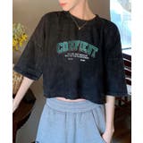 E | ピグメントクロップドプリントTシャツ | SpRay