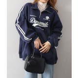 ネイビー | 袖ラインロゴハーフZIP | SpRay