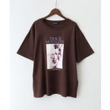 ブラウン | 汗染み防止花フォト Tシャツ | SpRay