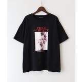 ブラック | 汗染み防止花フォト Tシャツ | SpRay