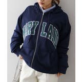 ネイビー | 貼付ロゴWZIPパーカー | SpRay