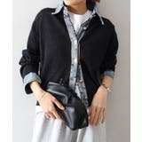 ブラック | デニム切替レイヤードカーディガン | SpRay