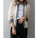 アイボリー | デニム切替レイヤードカーディガン | SpRay