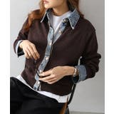 ブラウン | デニム切替レイヤードカーディガン | SpRay