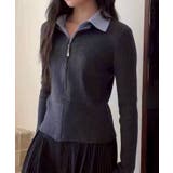 チャコールグレー | フェイクレイヤードジップカーディガン | SpRay