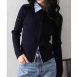 ネイビー | フェイクレイヤードジップカーディガン | SpRay