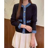 デニム切替ノーカラーカーディガン | SpRay | 詳細画像8 