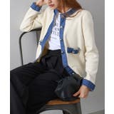 デニム切替ノーカラーカーディガン | SpRay | 詳細画像11 