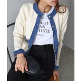 デニム切替ノーカラーカーディガン | SpRay | 詳細画像13 