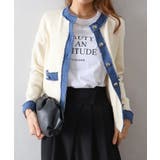 デニム切替ノーカラーカーディガン | SpRay | 詳細画像14 