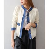 デニム切替ノーカラーカーディガン | SpRay | 詳細画像17 