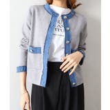 デニム切替ノーカラーカーディガン | SpRay | 詳細画像18 