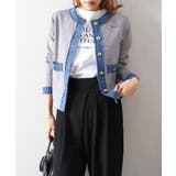 デニム切替ノーカラーカーディガン | SpRay | 詳細画像19 