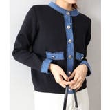 デニム切替ノーカラーカーディガン | SpRay | 詳細画像22 