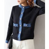 デニム切替ノーカラーカーディガン | SpRay | 詳細画像24 