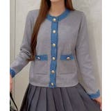 デニム切替ノーカラーカーディガン | SpRay | 詳細画像4 