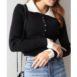 ブラック | 配色ニットポロシャツ | SpRay