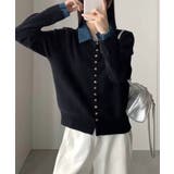 ブラック | デニム切替ニットカーディガン | SpRay