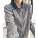 グレー | デニム切替ニットカーディガン | SpRay